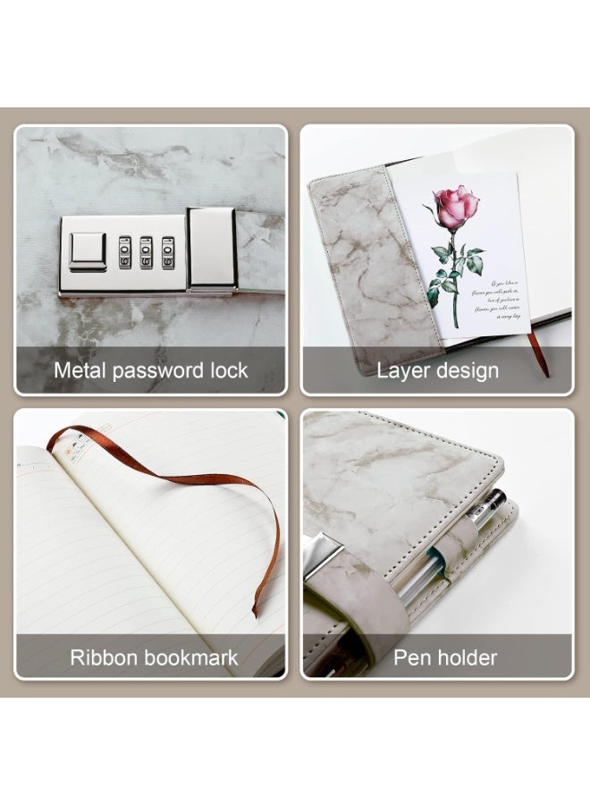 لينلي مذكرات رخامية مع قفل (رمادي) - Image 3